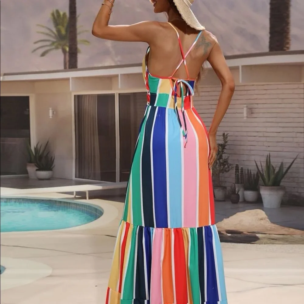 ⚡️Last one⚡️Boho rainbow stripped maxi dress! - Picture 2 of 9